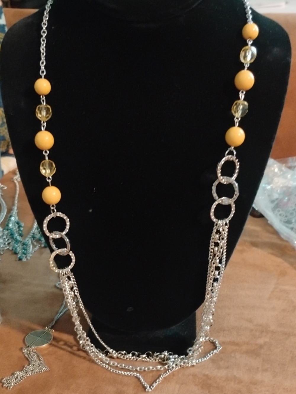 paparazzi Yellow Bead Multi-Ring Layered Necklace Set